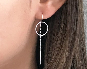 Silver Threader Earrings - Thread Earrings - Pull Through Earrings - Ear Chains - Sterling Silver or 14k Gold Filled