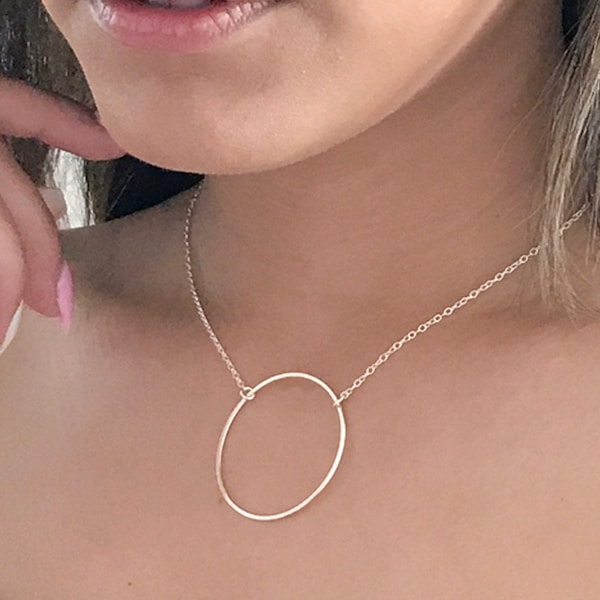 Gold Circle Necklace, Dainty Open Circle Necklace, 14k Gold Filled Necklaces for Women, Eternity Necklace,