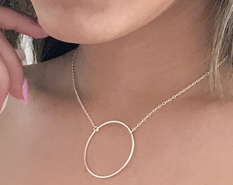 Open Circle Necklace, Eternity or Karma Necklace, Layered or Layering Necklace, 14k Gold Filled or Sterling Silver Necklaces for Women