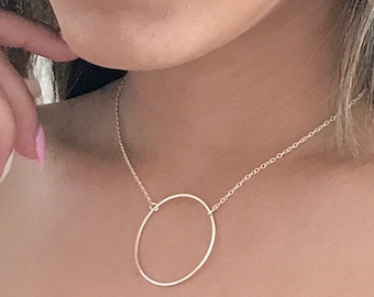 Gold Circle Necklace, Dainty Open Circle Necklace, 14k Gold Filled Necklaces for Women, Eternity Necklace,