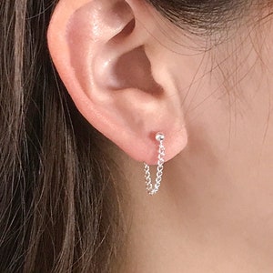 Edgy Earrings - Ear Jacket Earring - Front Back Earrings - Gold or Sterling Silver Chain Earrings -  Minimalist Earrings