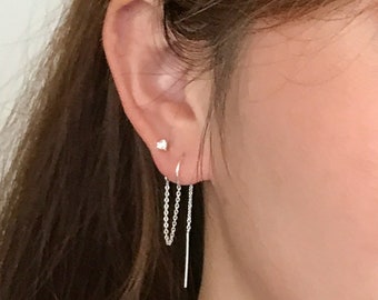 Double Piercing Earring Set - Second Hole Earrings - Chain Earrings for Women - Thread Earrings - CZ Cubic Zirconia Earrings