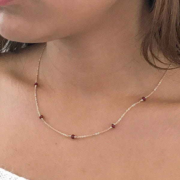 Genuine Ruby Necklace Silver or Gold - July Birthstone - 40th Anniversary Gift -  Birthday Gift Idea - Gift for Wife, Mom, Friend, Daughter