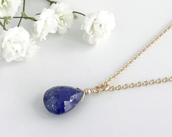 Dainty Blue Lapis Lazuli Necklace - Necklaces for Women - Gift for Woman, Wife, Mother - Minimalist Blue Necklace