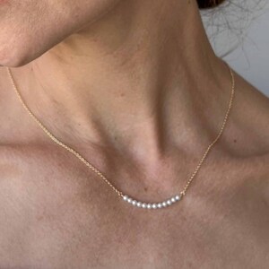 Dainty Pearl Necklace, Freshwater Pearl Necklace, Bridesmaid Necklace, Bridal Necklace, 14k Gold Filled and Sterling Silver