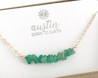 Raw Emerald Necklace - Genuine Emerald Necklace - May Birthstone Necklace - High School Graduation Gift for Her