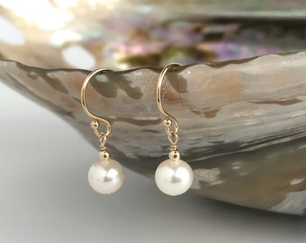 Freshwater Pearl Earrings - Bridesmaid Earrings - Bridal Earrings - Real Pearl Jewelry - White Pearl Earrings - Gold, Silver or Rose Gold