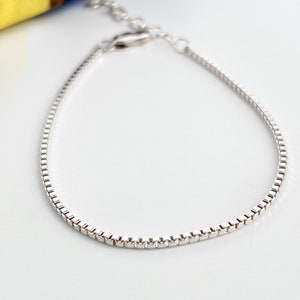 Box Chain Bracelet - Sterling Silver Bracelets for Women - Thin Bracelet - Minimalist Bracelet