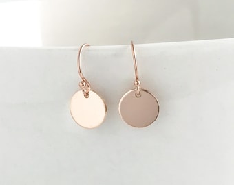 Rose Gold Dot Earrings - Tiny Rose Gold Earrings - Dainty Earrings - Everyday Simple Earrings - Earrings for Women