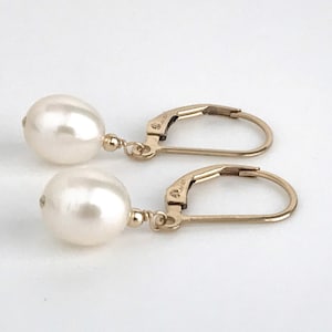 Real Pearl Earrings - Leverback Earrings -Pearl Drop Earrings - Bridal Earrings - Freshwater Pearl Earrings - Avail in Gold or Silver