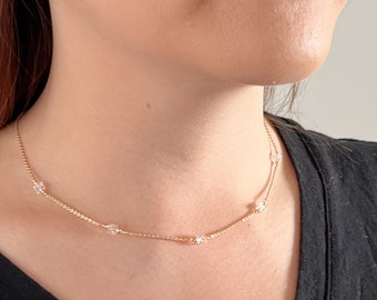Herkimer Diamond Necklace - April Birthstone Necklace - Wedding Jewelry - Sterling Silver or Gold