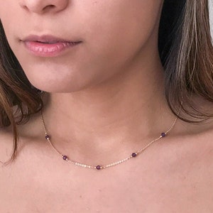 Genuine Amethyst Necklace - February Birthstone Necklaces for Women - Purple Necklace - Avail in Gold and Sterling Silver