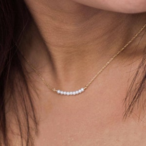 Real Pearl Necklace Gold, Silver, Rose Gold - Tiny Pearl Choker Necklaces for Women - June Birthstone - Wedding Jewelry - Bridesmaid Gifts