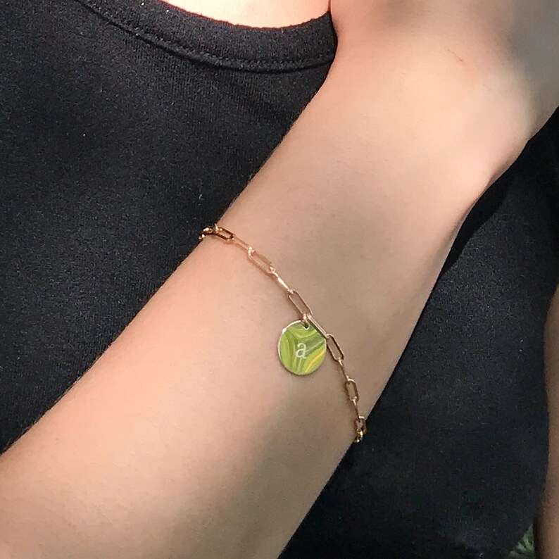 Sterling Silver Initial Bracelet Paper Clip Bracelet Etsy