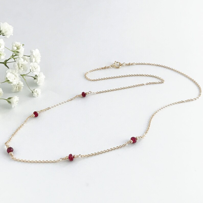 Genuine Ruby Necklace Silver or Gold July Birthstone 40th Anniversary Gift Birthday Gift Idea Gift for Wife, Mom, Friend, Daughter image 8