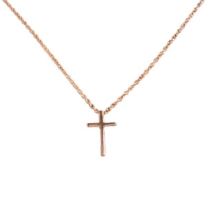Tiny Rose Gold Cross Necklace Rose Gold Cross Necklace Gift for Her First Communion Necklace Rose Gold Jewelry Layering Necklace image 4