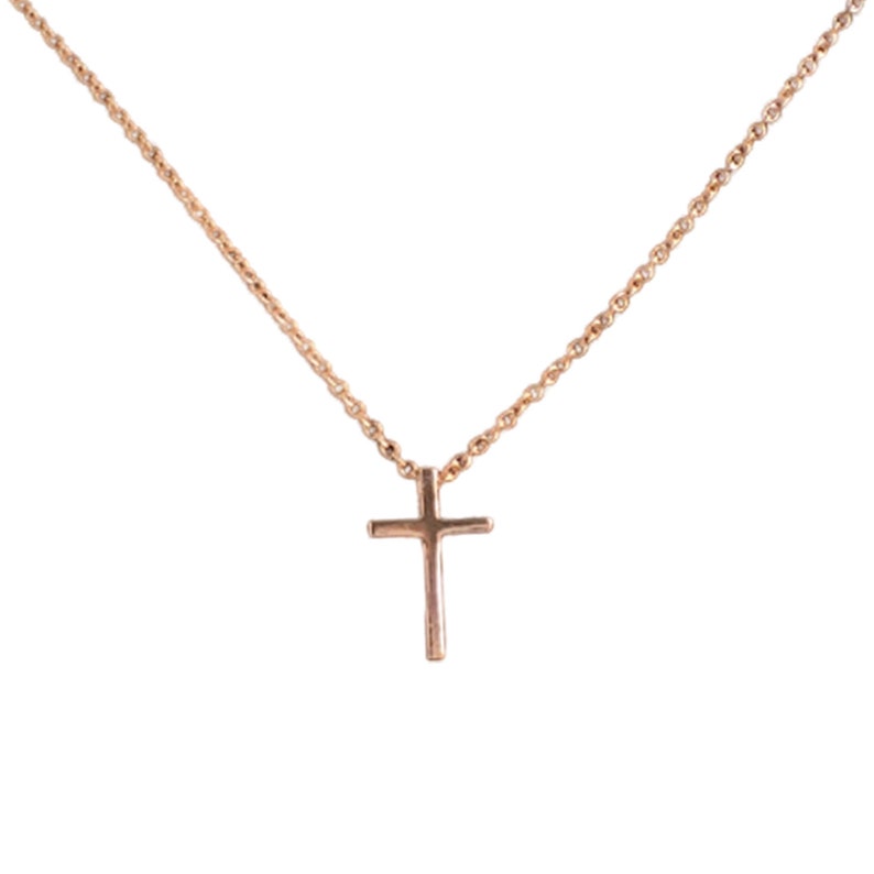 Tiny Rose Gold Cross Necklace Rose Gold Cross Necklace Gift for Her First Communion Necklace Rose Gold Jewelry Layering Necklace image 4