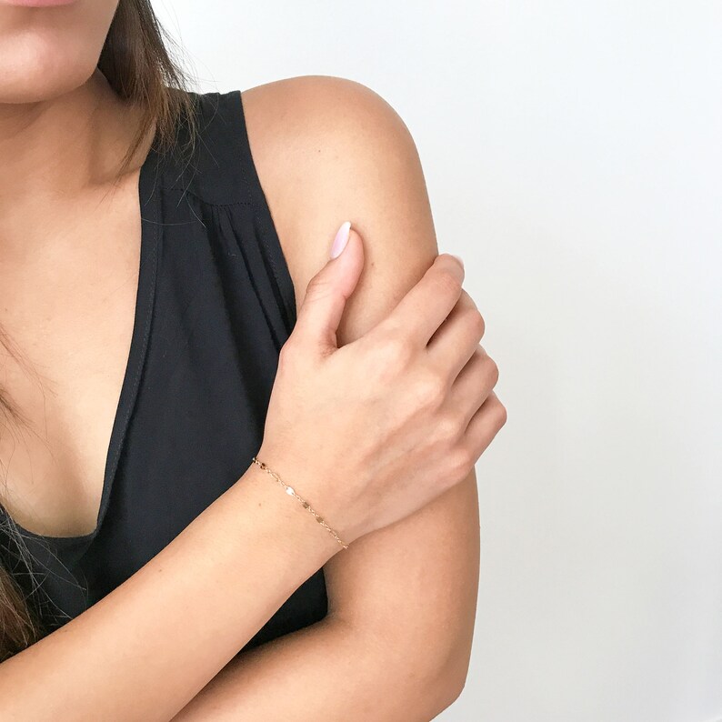 Dainty Gold Bracelet Simple Delicate Gold Lace Chain Bracelet 14k Gold FIlled Minimalist Bracelets for Women