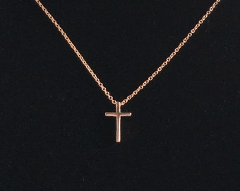 Tiny Rose Gold Cross Necklace - Rose Gold Cross Necklace - Gift for Her - First Communion Necklace - Rose Gold Jewelry - Layering Necklace