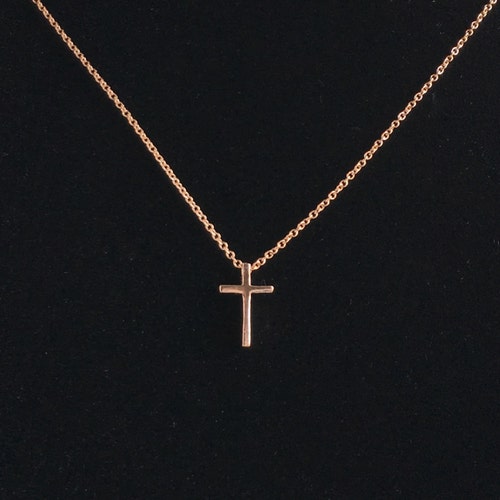 Tiny Rose Gold Cross Necklace Rose Gold 