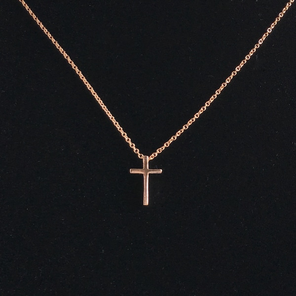 Tiny Rose Gold Cross Necklace - Rose Gold Cross Necklace - Gift for Her - First Communion Necklace - Rose Gold Jewelry - Layering Necklace