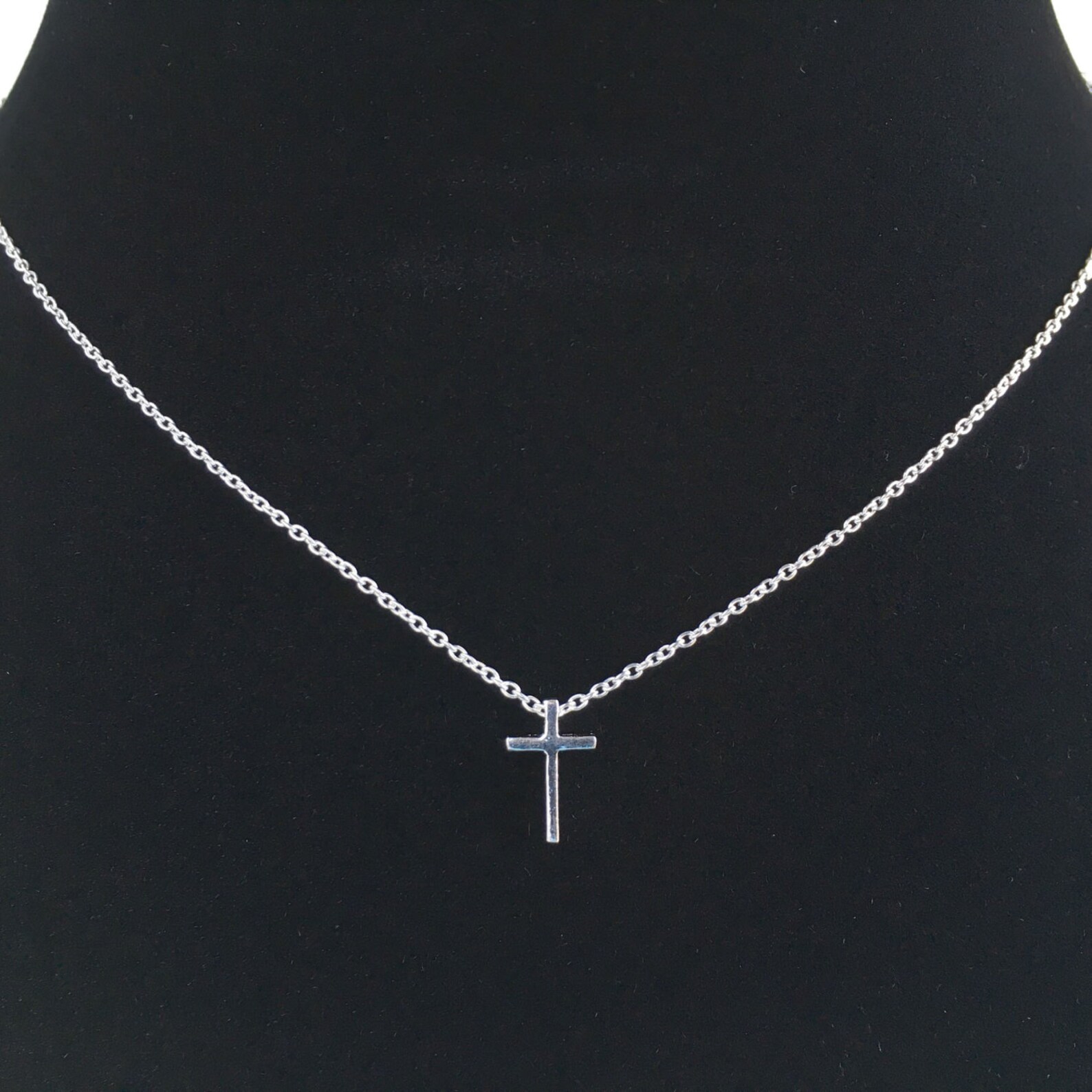 Dainty Cross Necklace Sterling Silver Tiny Cross Necklaces for Women