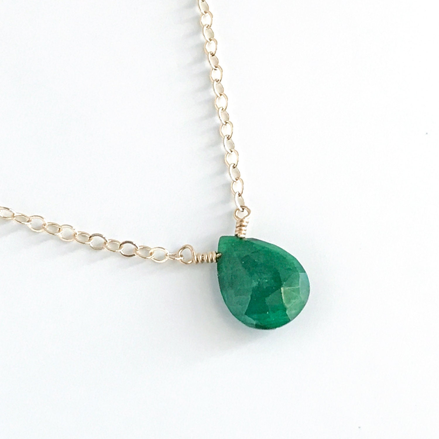 Genuine Emerald Necklace Simple Gemstone Necklaces for Women | Etsy