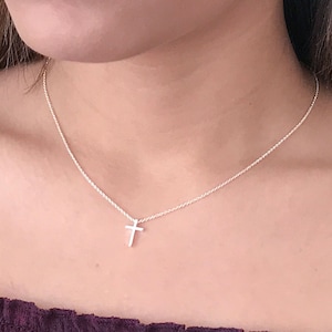 Dainty Cross Necklace Sterling Silver - Tiny Cross Necklaces for Women - Christian Jewelry - Minimalist Necklace