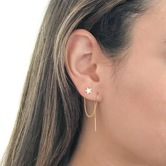 Double Piercing Earring Star and Moon Earrings Multiple Piercing