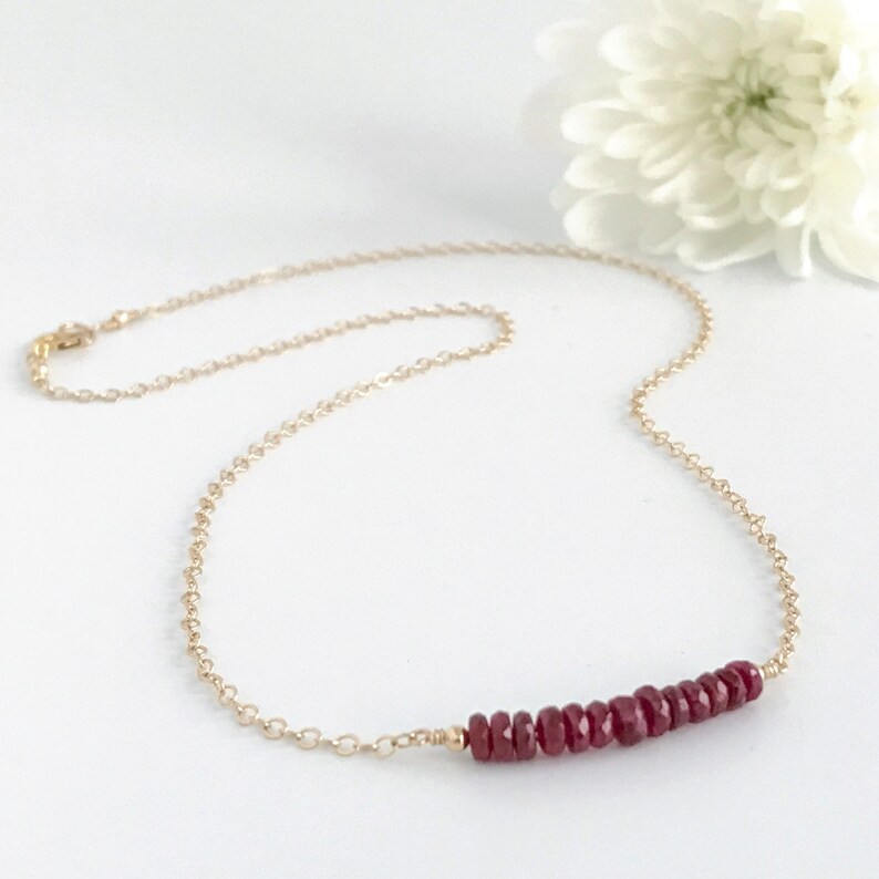 Genuine Ruby Necklace Dainty Necklaces for Women July Birthstone Avail Gold, Silver and Rose Gold Anniversary Gift image 6