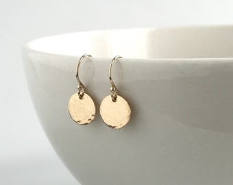 Minimal Earrings - Gold Disk Earrings - Tiny Gold Dot Earrings - Handmade Earrings - Everyday Simple Earrings - Earrings for Women