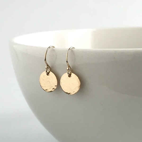 Gold Disk Earrings - Tiny Gold Dot Earrings - Small Gold Earrings - Dainty Gold Earrings - Everyday Simple Earrings - Earrings for Women