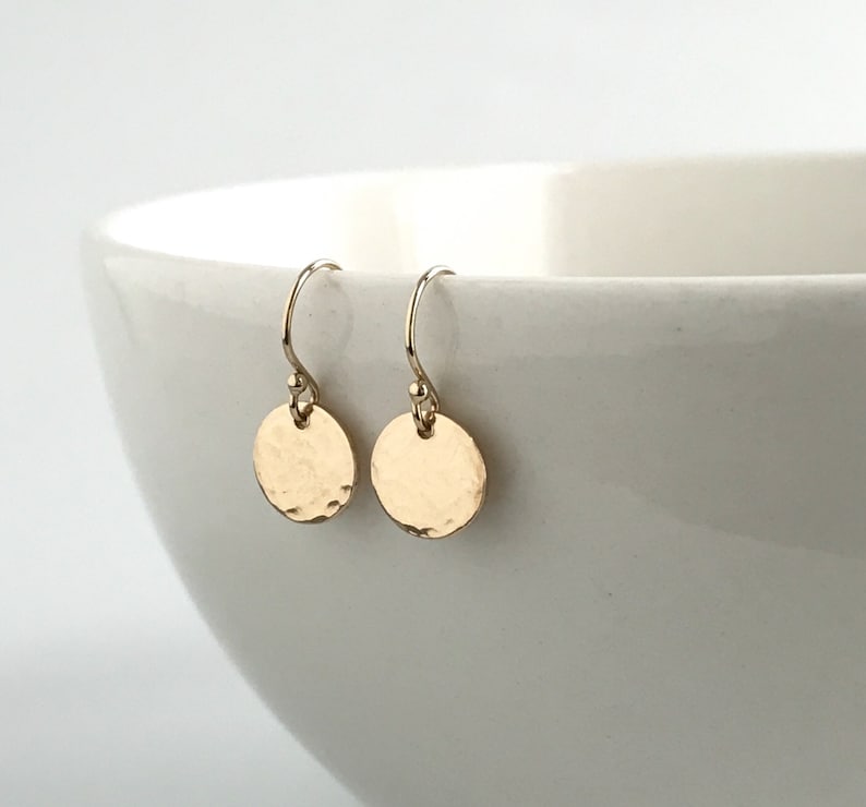 Gold Disk Earrings Tiny Gold Dot Earrings Small Gold Etsy