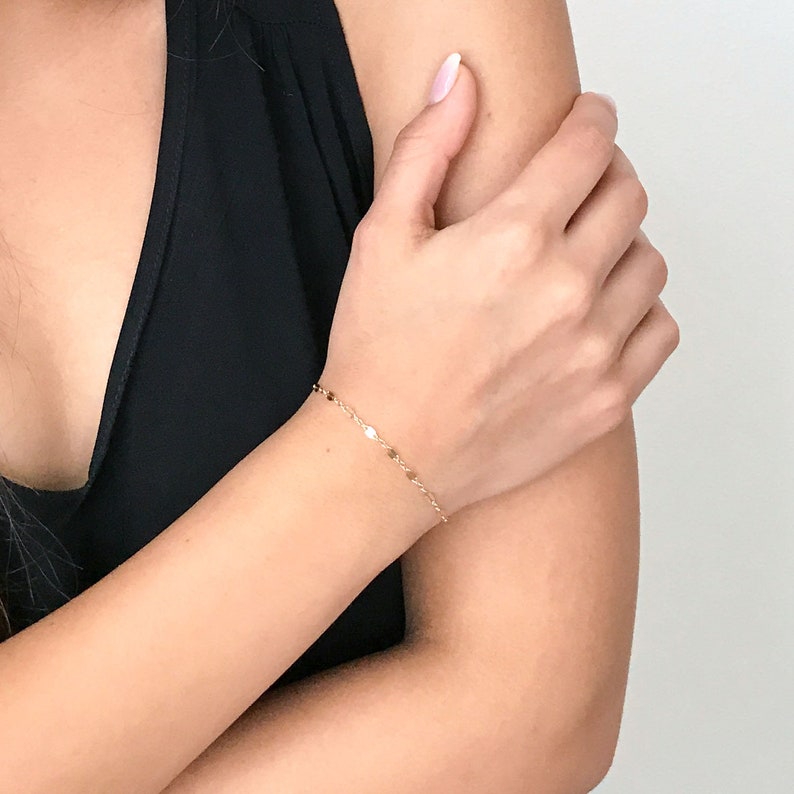 Dainty Gold Bracelet Simple Delicate Gold Lace Chain Bracelet 14k Gold FIlled Minimalist Bracelets for Women