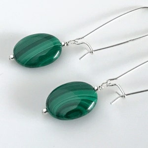Malachite Earrings Sterling Silver or Gold - Green Earrings for Women