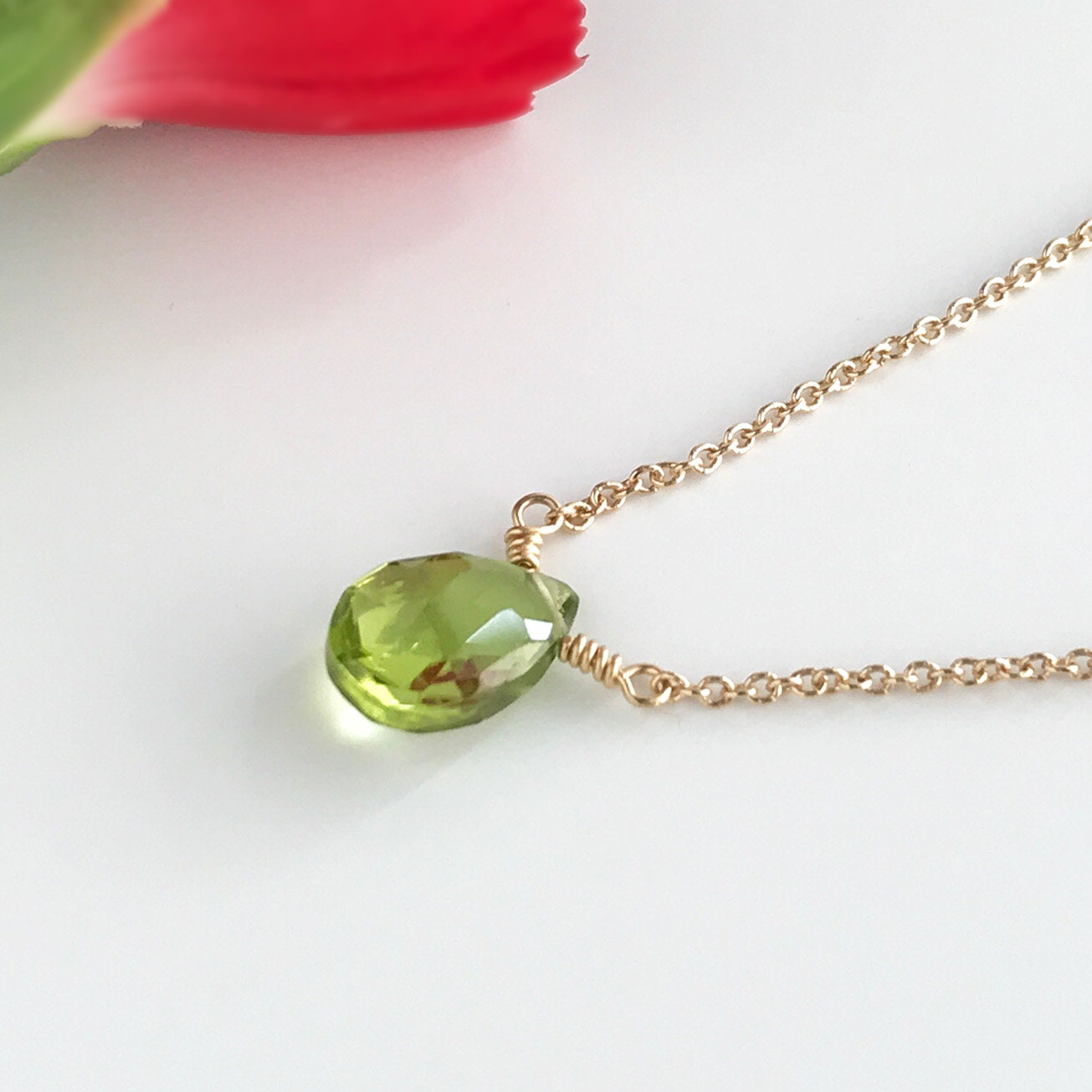 Natural Genuine Peridot Necklace Dainty August Birthstone Etsy