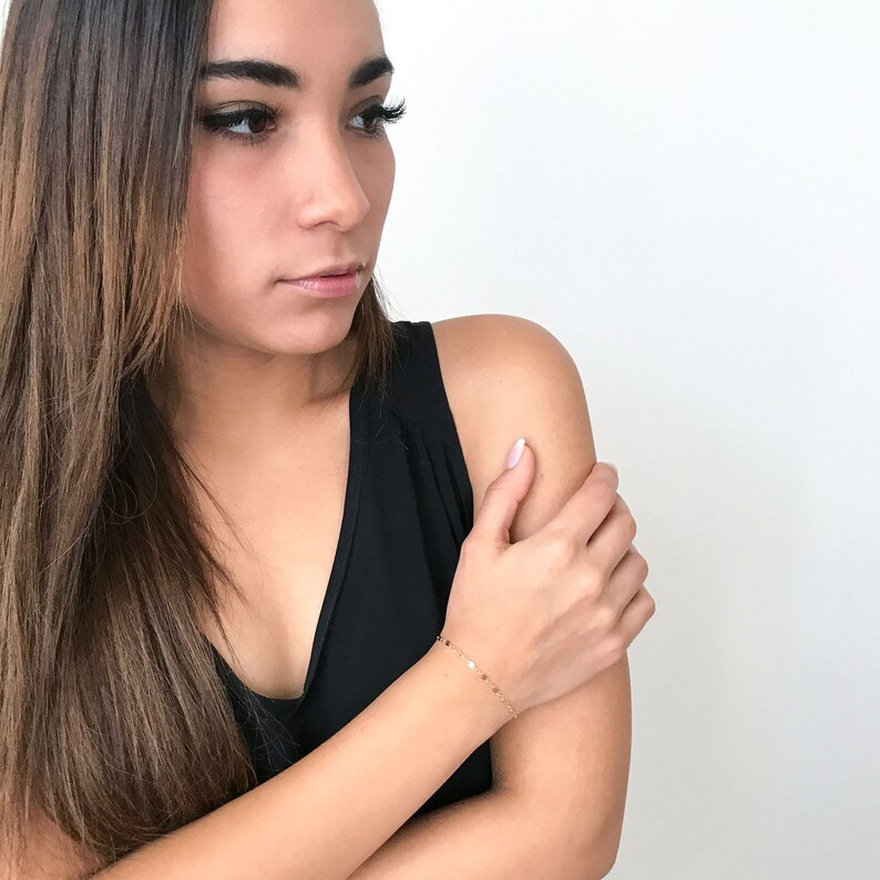 Dainty Gold Bracelet Simple Delicate Gold Lace Chain Bracelet 14k Gold FIlled Minimalist Bracelets for Women
