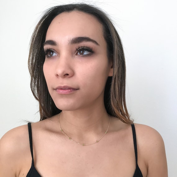 Dainty Peridot Necklace, Gold or Sterling Silver, August Birthstone Necklaces for Women,  Sterling Silver or Gold Bridesmaid Gift Ideas,