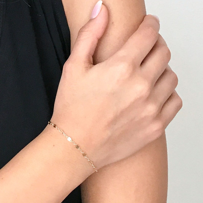 Dainty Gold Bracelet Simple Delicate Gold Lace Chain Bracelet 14k Gold FIlled Minimalist Bracelets for Women