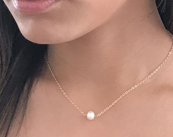 Single Pearl Necklace - Pearl Choker - Real Pearl Necklace - Necklaces for Women - June Birthstone - Bridesmaid Gift