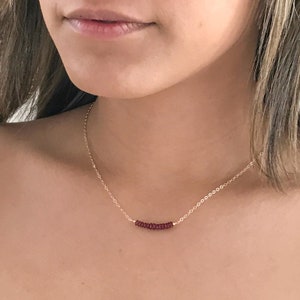 Genuine Ruby Necklace - Dainty Necklaces for Women - July Birthstone - Avail Gold, Silver and Rose Gold - Anniversary Gift