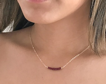 Genuine Ruby Necklace - Dainty Necklaces for Women - July Birthstone - Avail Gold, Silver and Rose Gold - Anniversary Gift