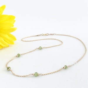 Dainty Peridot Necklace, Gold or Sterling Silver, August Birthstone Necklaces for Women,  Sterling Silver or Gold Bridesmaid Gift Ideas,