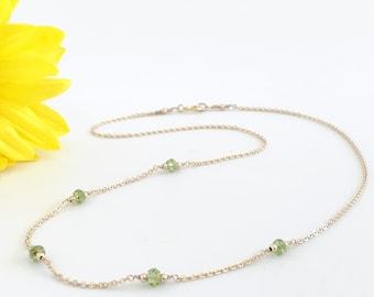 Dainty Peridot Necklace, Gold or Sterling Silver, August Birthstone Necklaces for Women,  Sterling Silver or Gold Bridesmaid Gift Ideas,