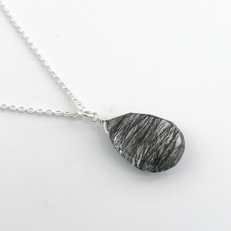 Tourmalated or Rutilated Quartz Necklace Unique Necklaces for Women Boho Crystal Pendant Necklace