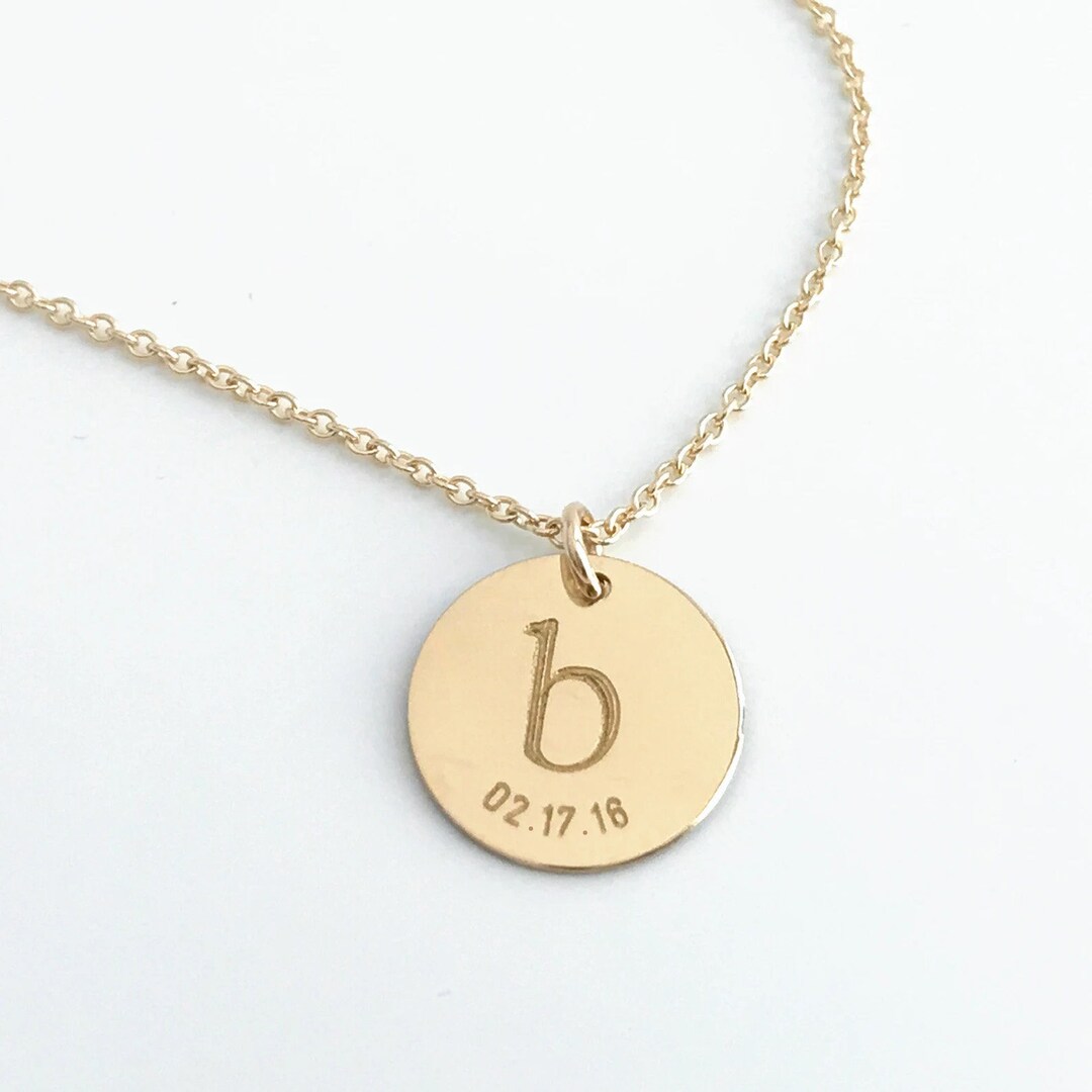 Personalized Necklace for Mom New Mom Necklace Dainty Initial Necklace With Date 14k Gold Filled Sterling Silver - Etsy