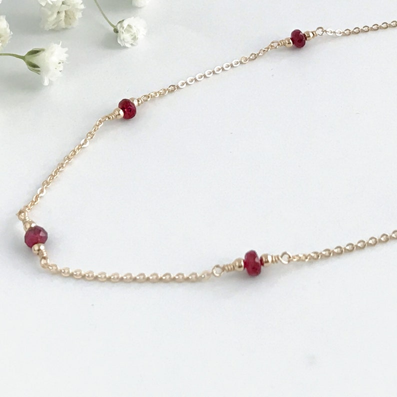 Genuine Ruby Necklace Silver or Gold July Birthstone 40th Anniversary Gift Birthday Gift Idea Gift for Wife, Mom, Friend, Daughter image 4