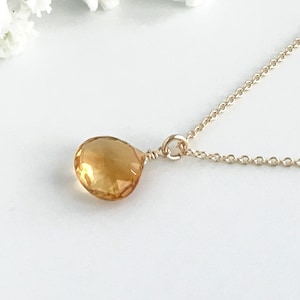 Citrine Necklace, Gold, Silver or Rose Gold, November Birthstone, Necklaces for Women, Yellow Citrine Pendant,