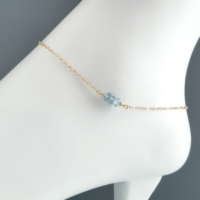 Blue Anklet String Aquamarine Anklets for Women - Something Blue for Bride - Wedding Ankle ...