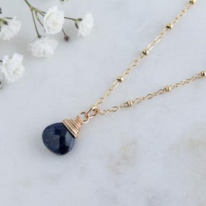 Dainty Sapphire Necklace - September Birthstone Necklace - Sterling Silver or 14k Gold Filled
